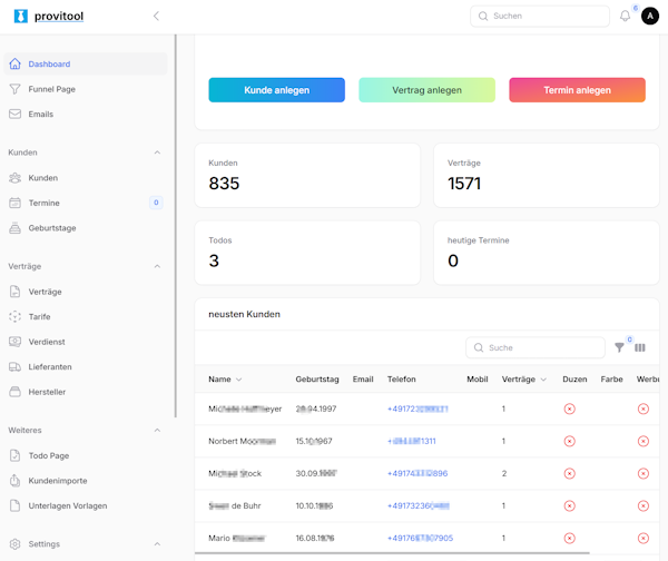 PROVITOOL Dashboard